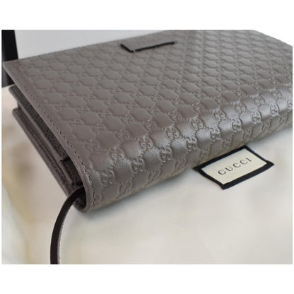 GUCCI Micro Guccissima Leather Crossbody Wallet Grey 466507