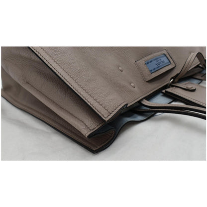 PRADA Glace Calf Leather Etiquette Tote Bag Taupe 1BG122