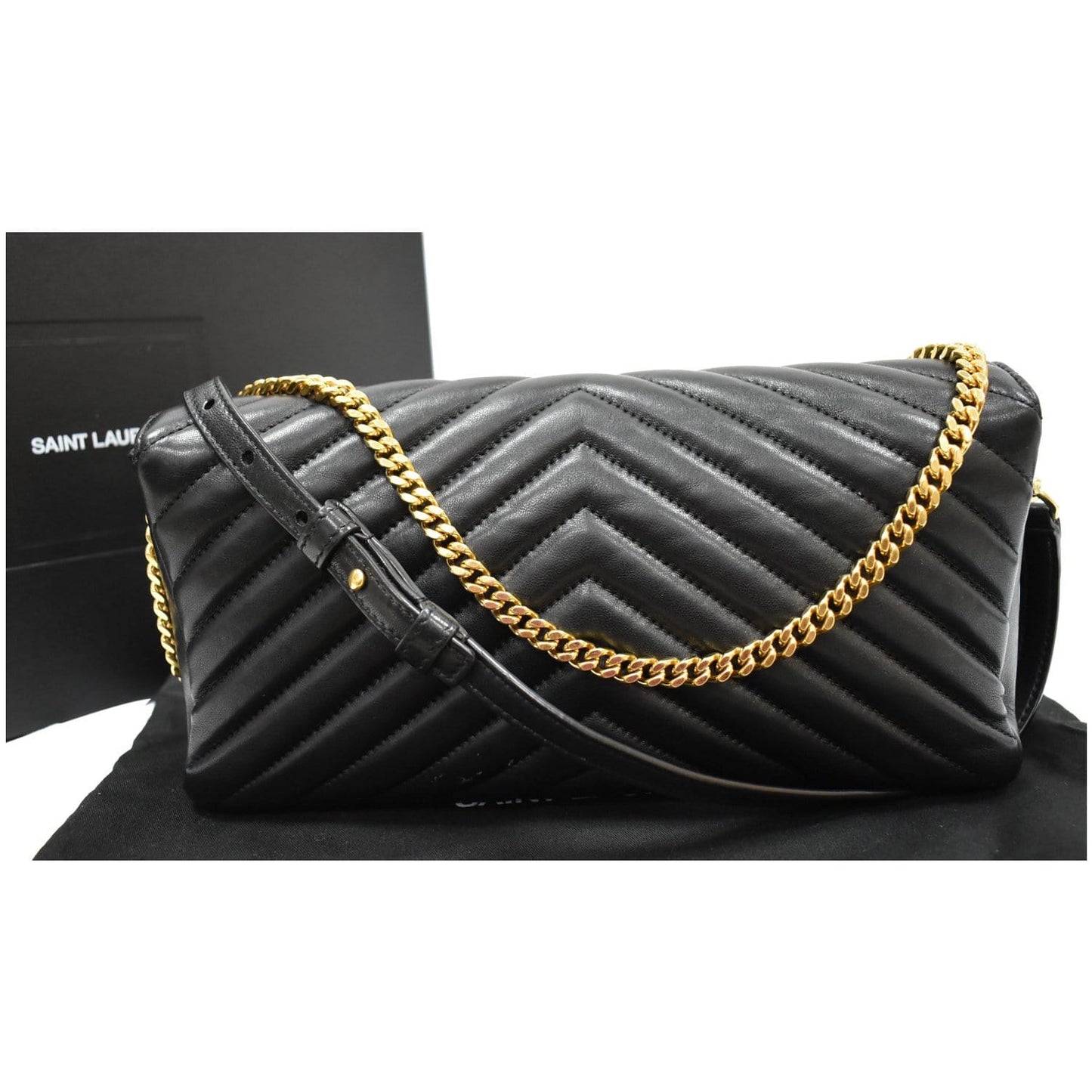 YVES SAINT LAURENT Kate 99 Chevron Leather Shoulder Bag Black