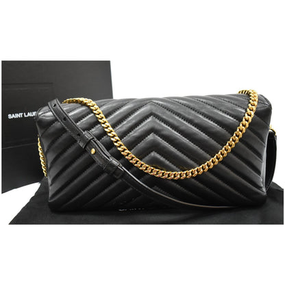 YVES SAINT LAURENT Kate 99 Chevron Leather Shoulder Bag Black