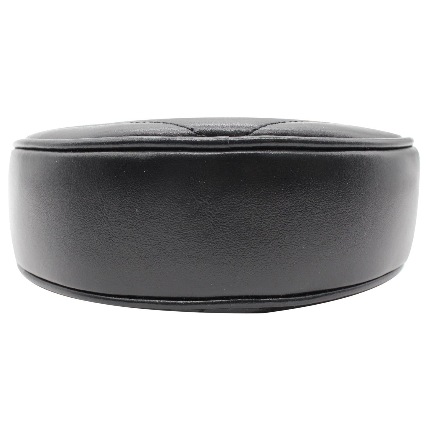 YVES SAINT LAURENT Vinyle Round Chevron Leather Camera Crossbody Bag Black