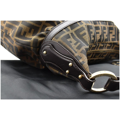 FENDI Chef Zucca Canvas Hobo Bag Brown