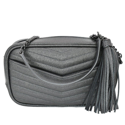 YVES SAINT LAURENT Mini Lou Leather Camera Crossbody Bag Black