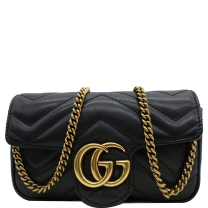 GUCCI GG Marmont Super Mini Leather Crossbody Bag Black 476433