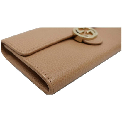GUCCI GG Interlocking Continental Leather Wallet Beige 615524