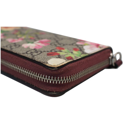 GUCCI GG Blooms Supreme Canvas Zip Around Wallet Beige/Ebony 404071