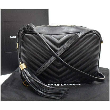 YVES SAINT LAURENT Lou Leather Camera Crossbody Bag Black