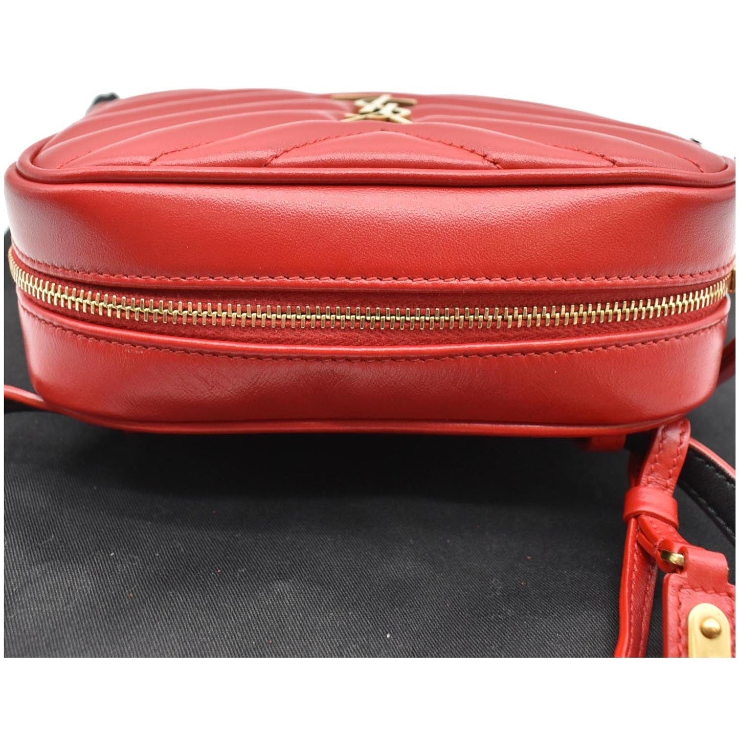 YVES SAINT LAURENT Lou Chevron Leather Belt Bag Red - 10% OFF