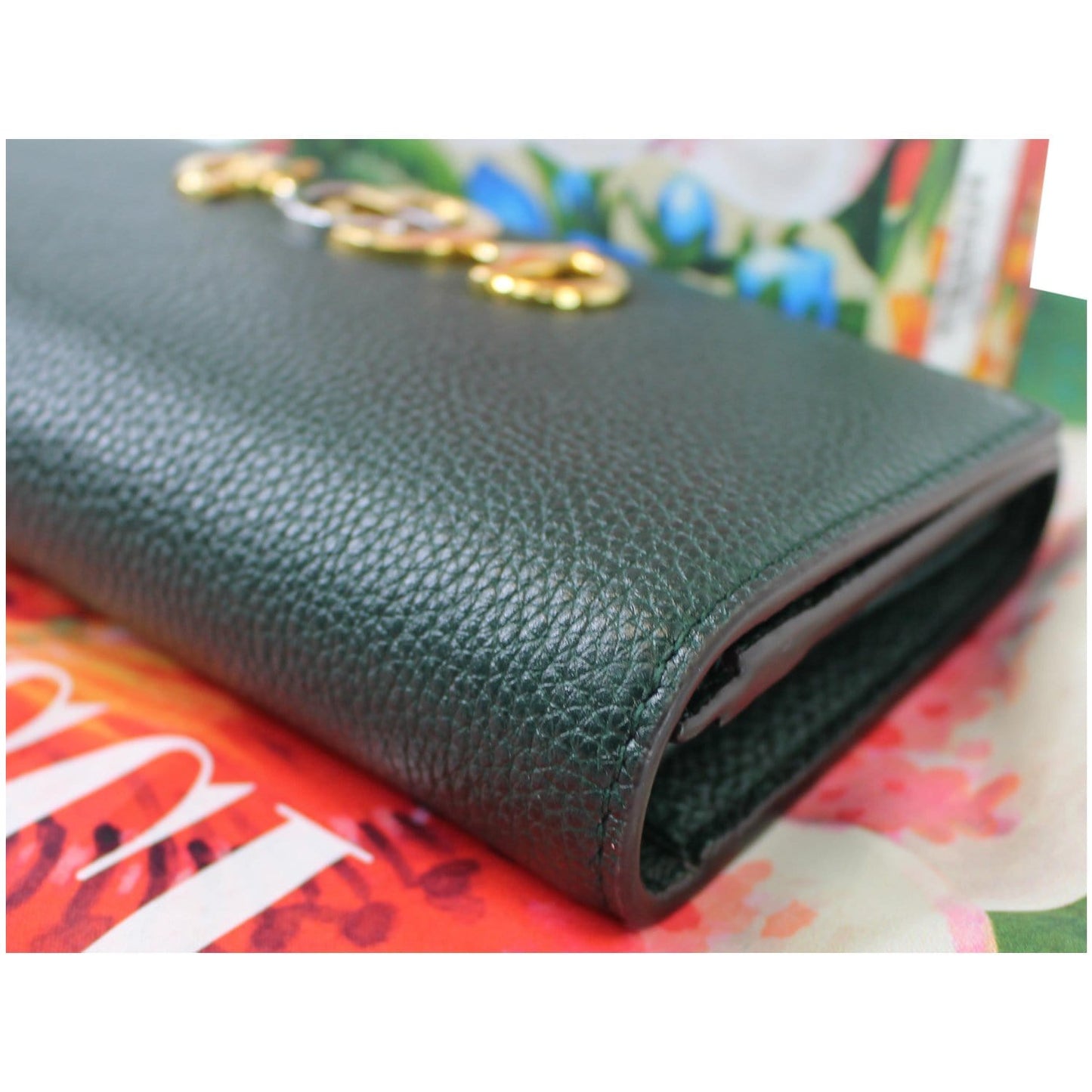 GUCCI Zumi Grainy Leather Continental Wallet Dark Green 573612