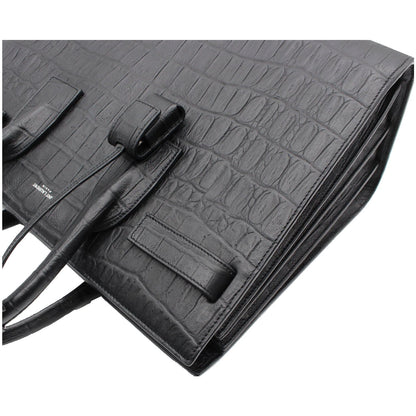 YVES SAINT LAURENT Sac de Jour Small Crocodile-Embossed Satchel Bag Black
