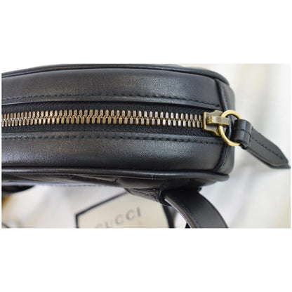 GUCCI GG Marmont Matelasse Leather Belt Bag Black 476434
