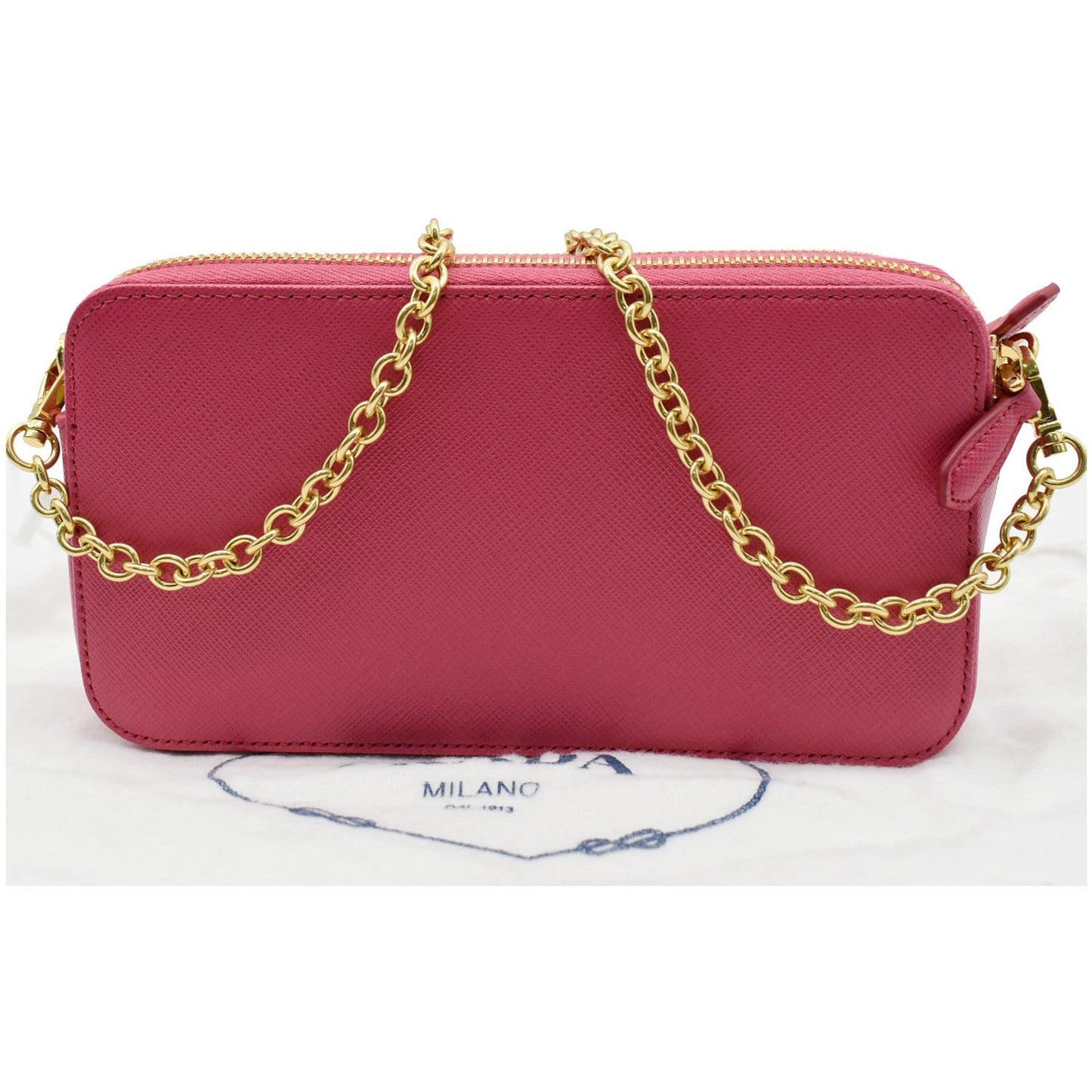 PRADA Mini Saffiano Leather Chain Crossbody Bag Pink- Hot Deals