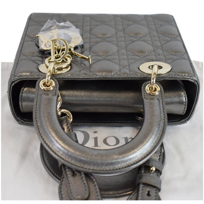 CHRISTIAN DIOR My ABCDior Grained Calfskin Shoulder Bag Gunmetal