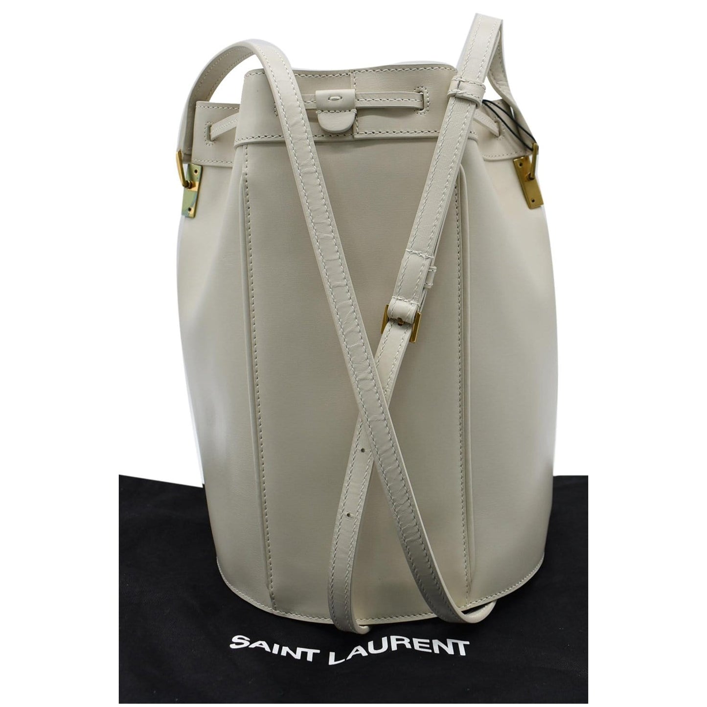 YVES SAINT LAURENT Talitha Medium Leather Bucket Crossbody Bag White