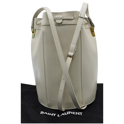 YVES SAINT LAURENT Talitha Medium Leather Bucket Crossbody Bag White