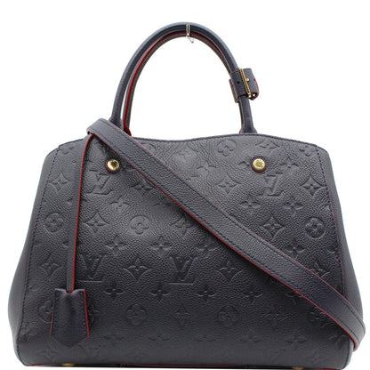 LOUIS VUITTON Montaigne MM Monogram Empreinte Shoulder Bag Blue