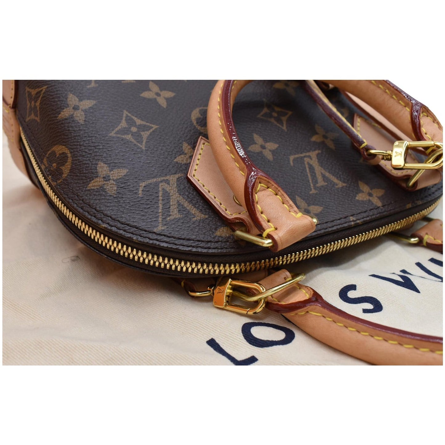 LOUIS VUITTON Alma BB Monogram Canvas Satchel Crossbody Bag Brown