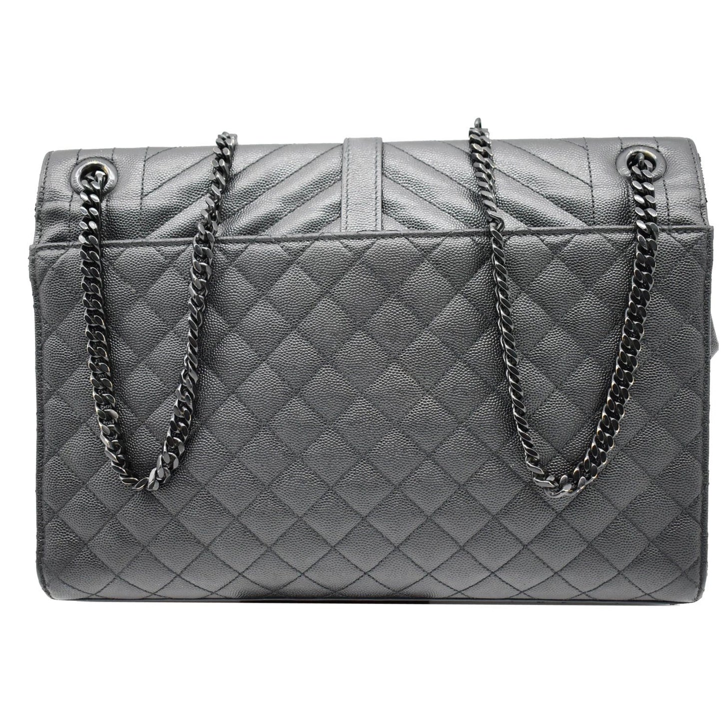 YVES SAINT LAURENT Envelope Large Grain De Poudre Leather Shoulder Bag Black