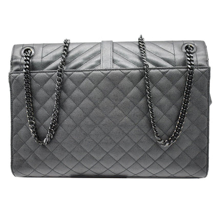 YVES SAINT LAURENT Envelope Large Grain De Poudre Leather Shoulder Bag Black