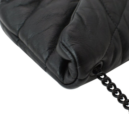 YVES SAINT LAURENT Small Loulou Puffer Quilted Lambskin Leather Crossbody Bag Black