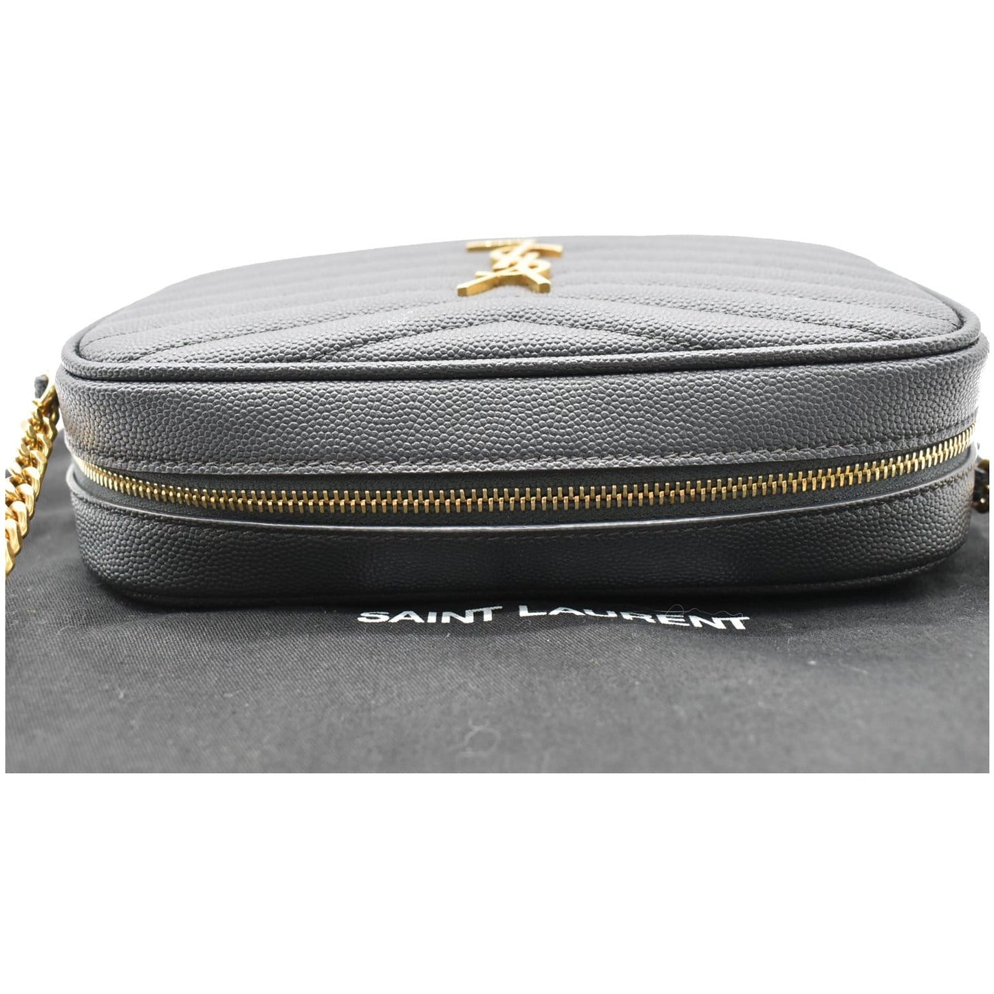YVES SAINT LAURENT Mini Lou Grain De Poudre Camera Bag Black