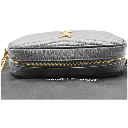 YVES SAINT LAURENT Mini Lou Grain De Poudre Camera Bag Black
