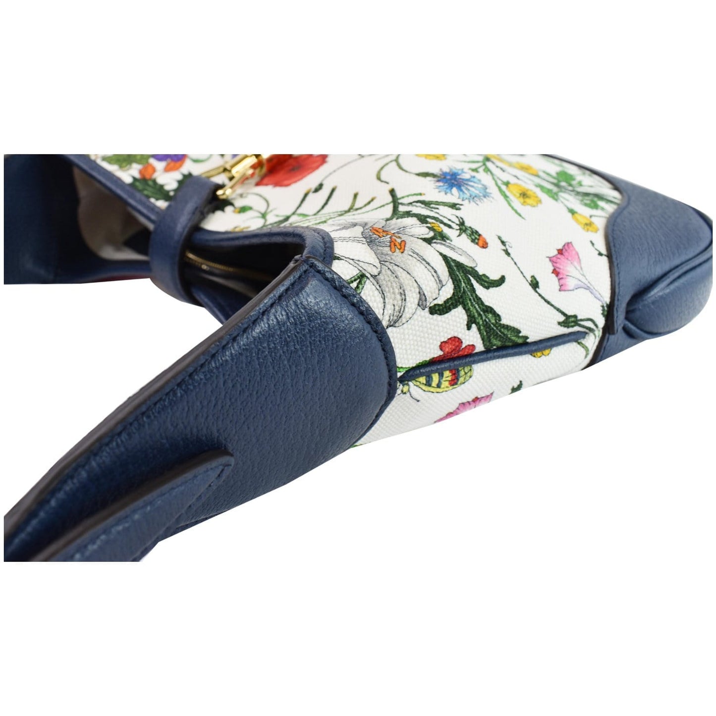 GUCCI Flora Jackie Medium Canvas Hobo Bag Blue 550152 - Last Call