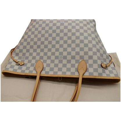 LOUIS VUITTON Neverfull MM Damier Azur Tote Bag Rose Ballerine