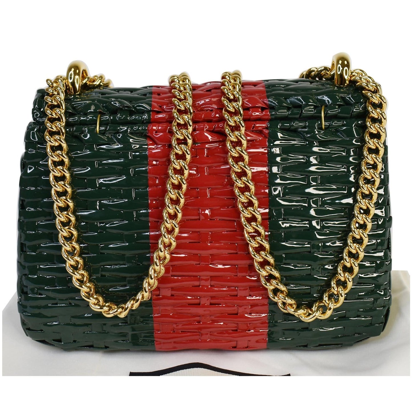GUCCI Wicker Linea Cestino Mini Web Shoulder Bag Green 524829