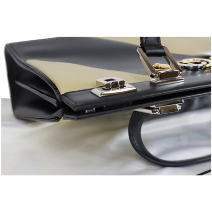 GUCCI Medium Zumi Diagonal Stripe Leather Top Handle Bag Beige 564714