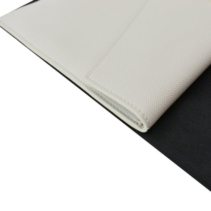 YVES SAINT LAURENT Uptown Envelope Grain De Poudre Leather Clutch White