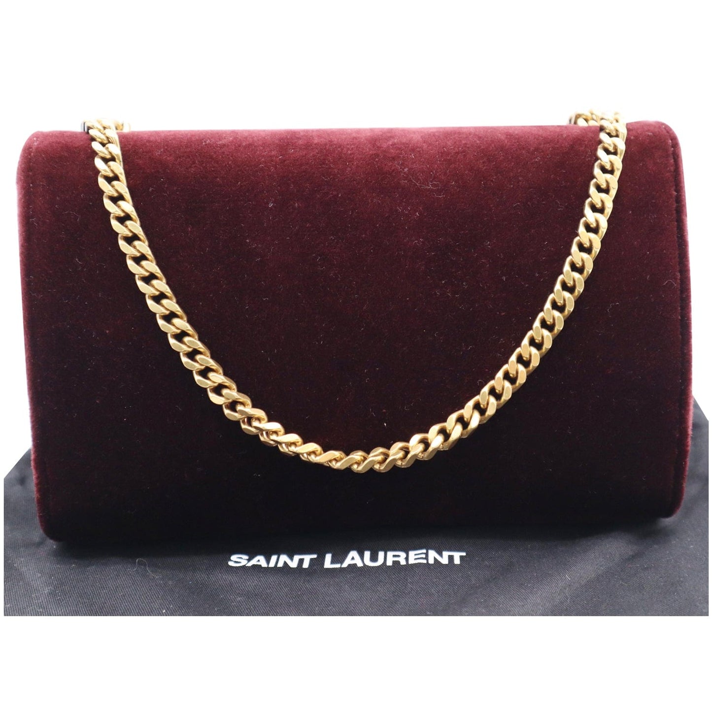 YVES SAINT LAURENT Kate Medium Tassel Velvet Crossbody Bag Burgundy - 10% OFF