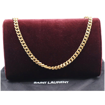 YVES SAINT LAURENT Kate Medium Tassel Velvet Crossbody Bag Burgundy - 10% OFF