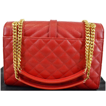 YVES SAINT LAURENT Medium Envelope Leather Chain Shoulder Bag Red