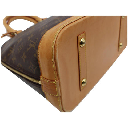 LOUIS VUITTON Alma GM Monogram Canvas Satchel Bag Brown