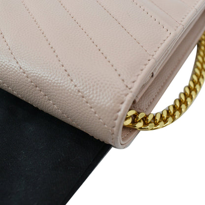 YVES SAINT LAURENT Grain De Poudre Chain Wallet Pink