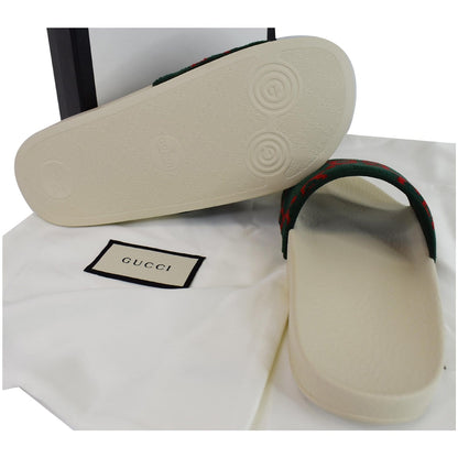 GUCCI Logo Velvet Monogram Slide Sandal 577676 Size 37 Green - Last Call