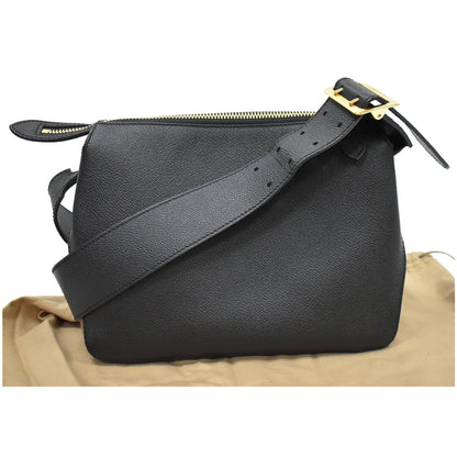 BURBERRY Helmsley House Check Grained Leather Crossbody Bag Black