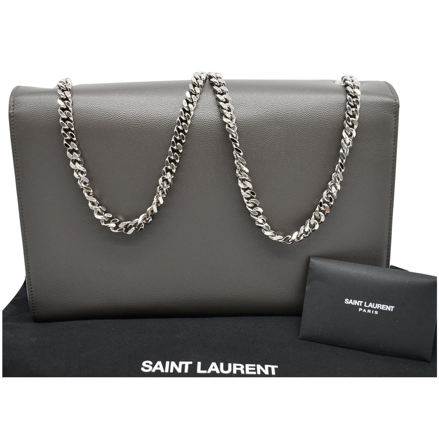 YVES SAINT LAURENT Kate Large Grain De Poudre Leather Shoulder Bag Grey