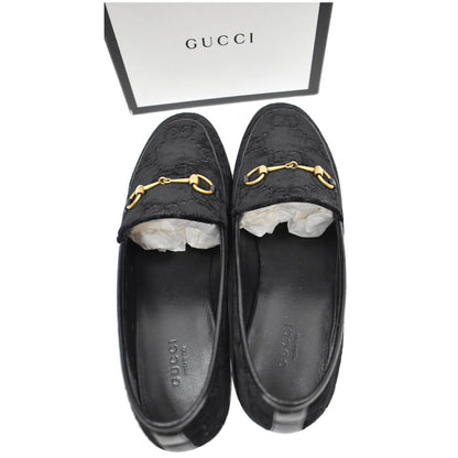 GUCCI GG Jordaan Velvet Leather Loafer Black 431467 Size 40