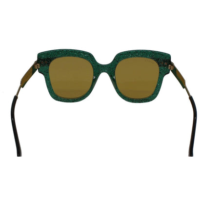 GUCCI GG0281S Square Glitter Green Sunglasses Brown Lens