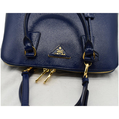PRADA Vernice BL0837 Saffiano Leather Top Handle Bag Blue