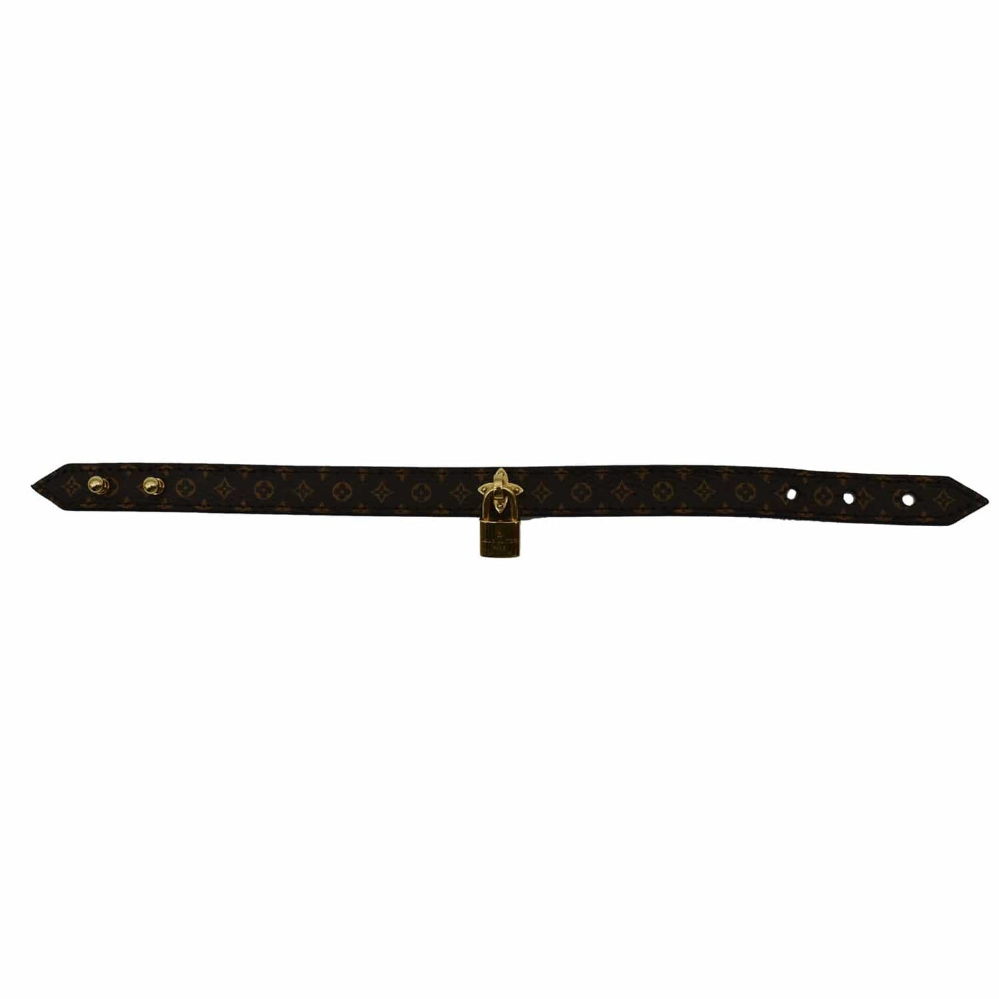 LOUIS VUITTON Lock Monogram Canvas Bracelet Brown Size 19