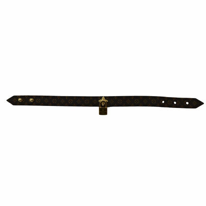 LOUIS VUITTON Lock Monogram Canvas Bracelet Brown Size 19
