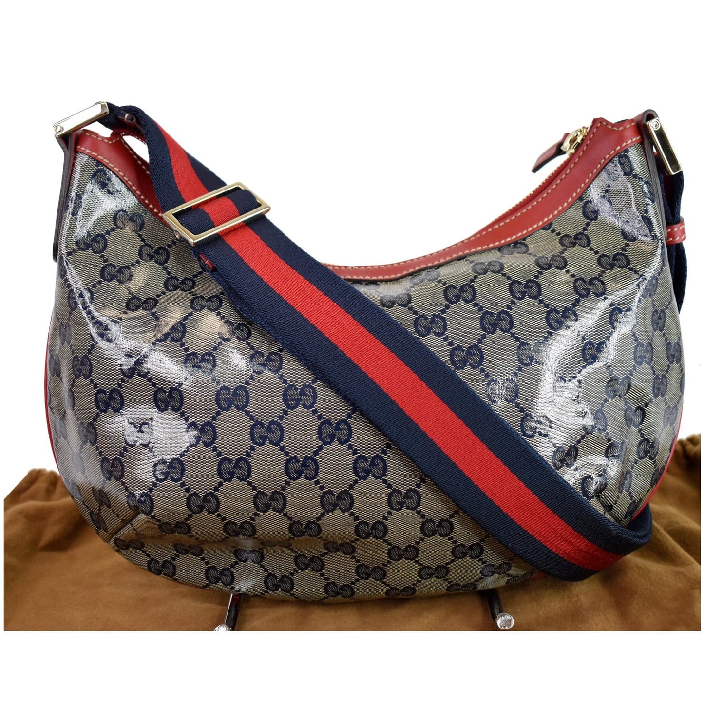 GUCCI GG Canvas Web Messenger Bag Red/Navy 181092