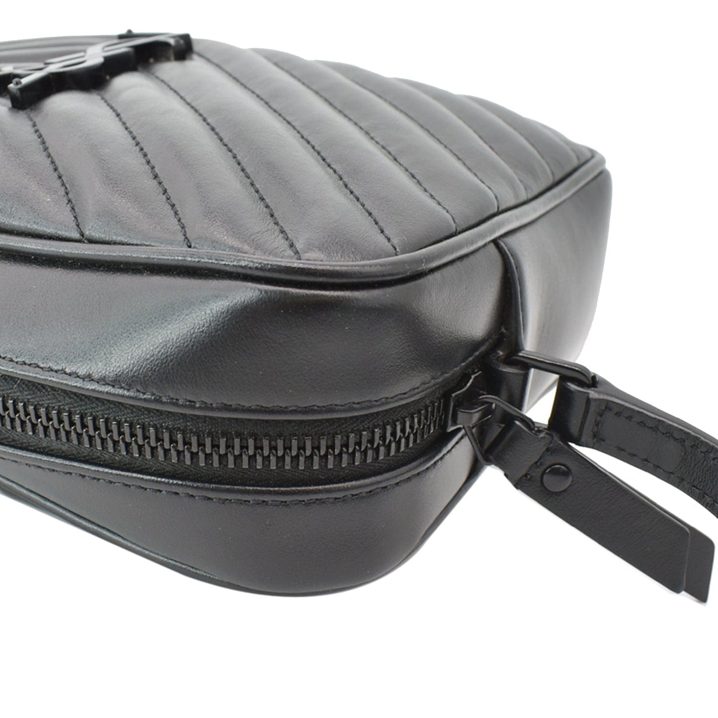 YVES SAINT LAURENT Lou Chevron Leather Camera Crossbody Bag Black