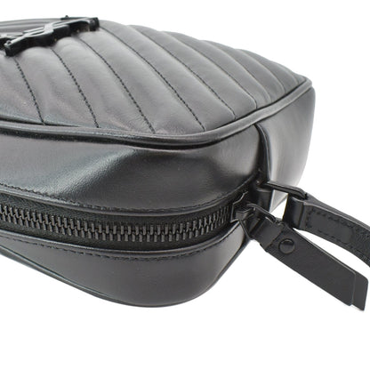 YVES SAINT LAURENT Lou Chevron Leather Camera Crossbody Bag Black