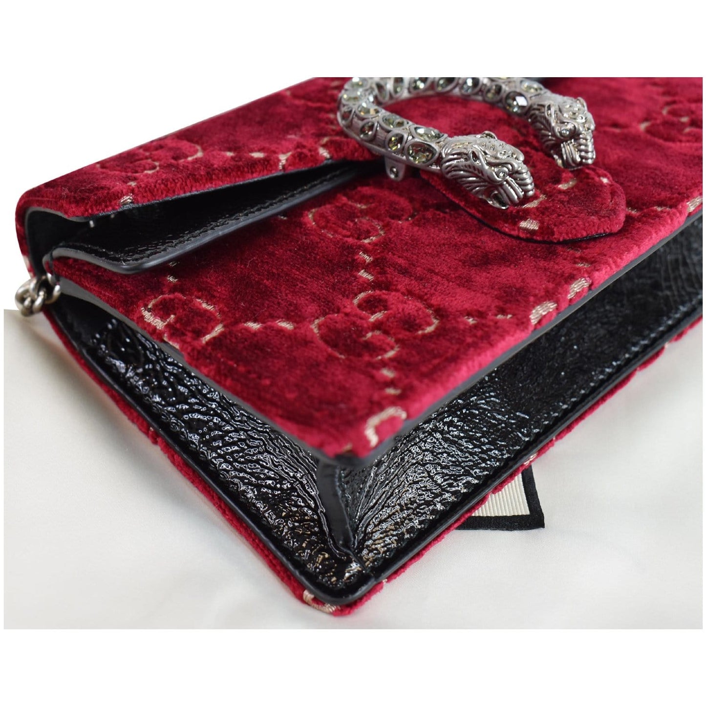 GUCCI Dionysus Super Mini GG Velvet Shoulder Bag Red 476432
