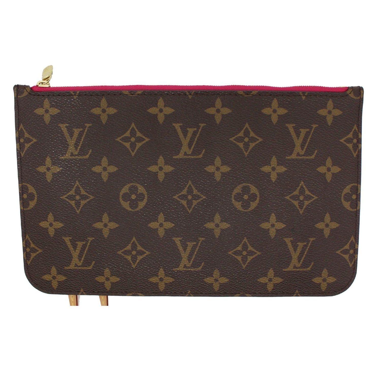 LOUIS VUITTON Neverfull MM Monogram Canvas Pochette Wristlet Pouch Fuchsia