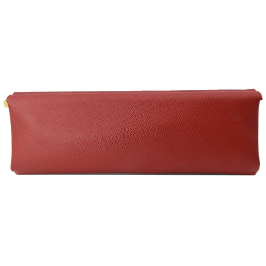PRADA East-West Frame Saffiano Leather Clutch Bag Red